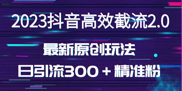 日引300+创业粉,*抖音*截流2.0玩法(价值1280)