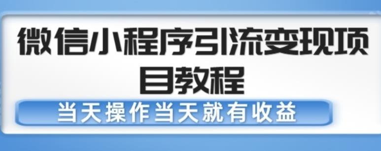 微信小程序引流变现项目教程,当天操作当天就有收益,变现不再是难事