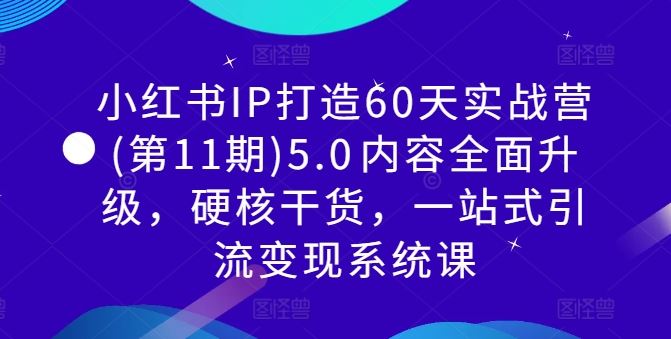 小红书IP打造60天实战营(*1期)5.0内容*升级,硬核干货,一站式引流变现系统课