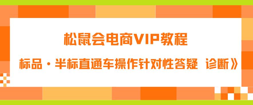 松鼠会电商VIP教程:松鼠《付费推广标品·半标直通车操作针对性答疑&诊断》