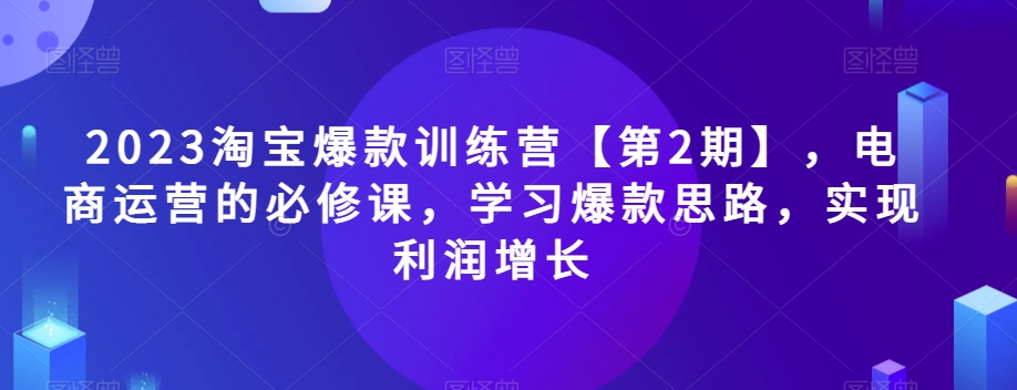 2023淘宝*训练营【第2期】,电商运营的必修课,学习*思路,实现利润增长