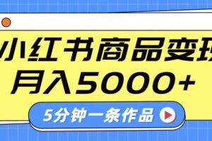 小红书字幕作品玩法，商单变现月入5000+，5分钟一条作品
