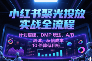 小红书聚光投放实战全流程,计划搭建、DMP玩法、A/B测试,私信成本10倍降低目标