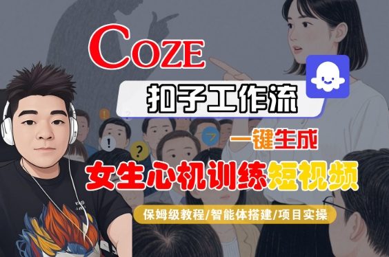COZE扣子工作流一键生成女生心机训练短视频,保姆级教程-智能体搭建-项目实操