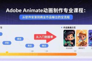 (15846期)Adobe Animate动画制作专业课程:从软件安装到商业作品输出的全流程