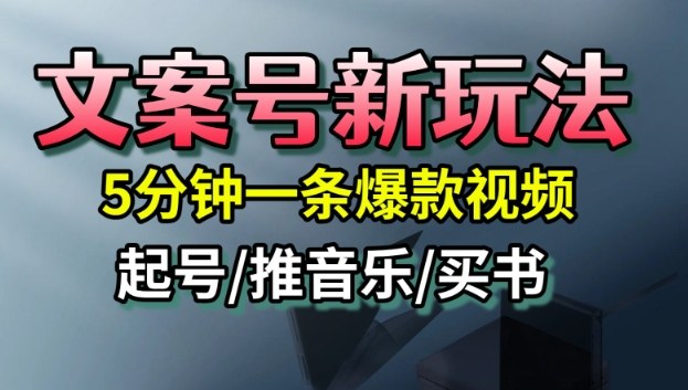 文案号新玩法,5分钟一条*视频,流量高,起号快,多方位变现