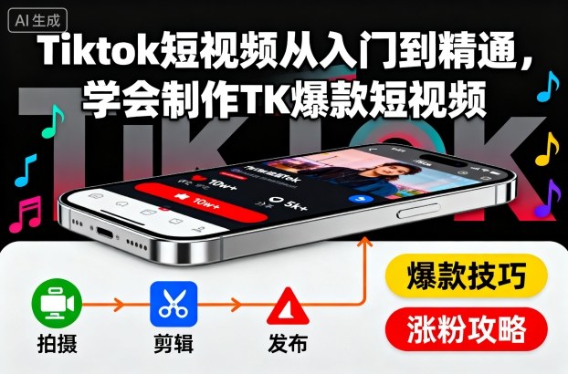 Tiktok短视频从入门到精通,学会制作TK*短视频