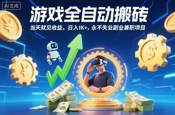 游戏全自动搬砖,当天就见收益,日入1K+,*失业副业*项目【揭秘】