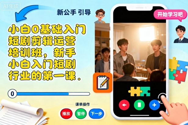 小白0基础入门短剧剪辑运营培训班,新手小白入门短剧行业的*课