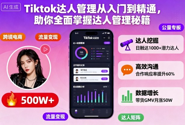 Tiktok达人管理从入门到精通,助你*掌握达人管理秘籍