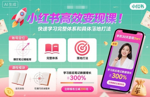 小红书*变现课,快速学习小红书完整体系和具体落地打法