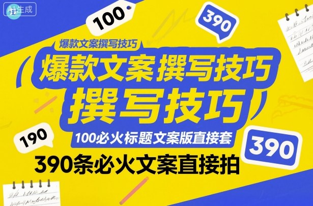 *文案撰写技巧,100个必火标题文案模版直接套,390条必火文案直接拍
