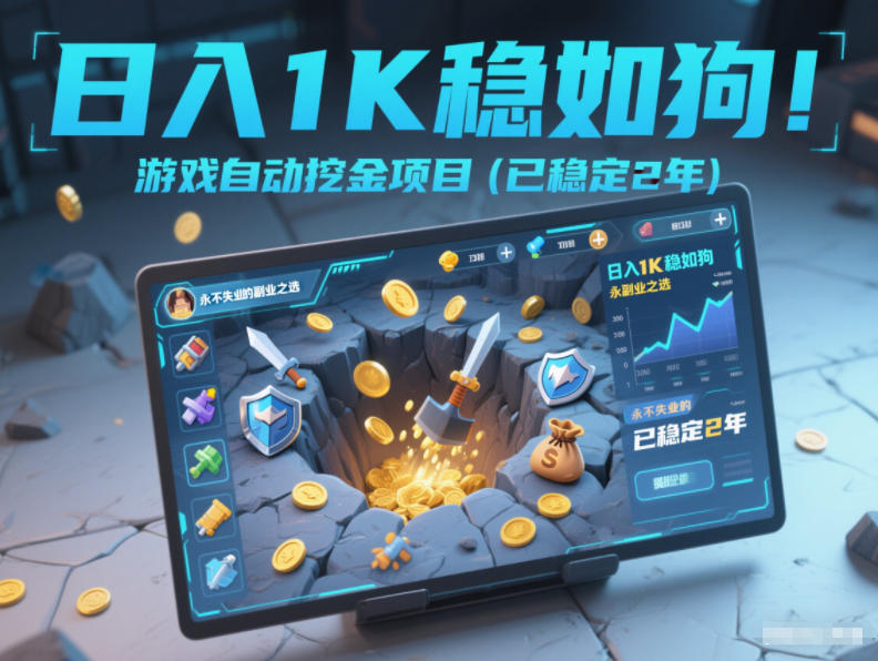 日入1K稳如狗!游戏自动挖金项目(已稳定2年),*失业的副业之选【揭秘】