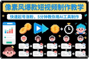 像素风爆款短视频制作教学,快速起号涨粉,5分钟教你用AI工具制作