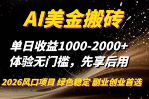 (16972期)AI美金搬砖,单日收益1000-2000+,2025风口项目,可以副业,可以全职,可以工作室放大