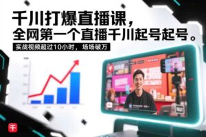 千川打爆直播课,全网第一个直播千川起号录屏实战的,实战视频超过10小时,场场破万