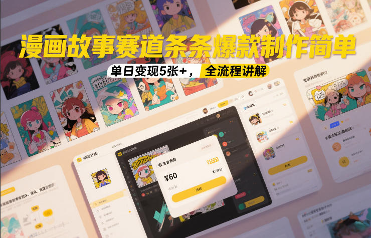漫画故事赛道条条*制作简单,单日变现5张+,全流程讲解