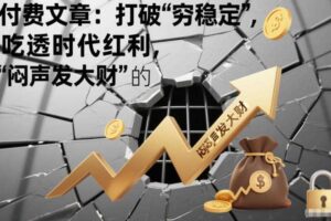 付费文章:打破“穷稳定”,吃透时代红利,“闷声发大财”的终极真谛