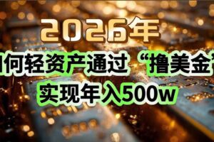 (17033期)2026年如何轻资产通过“撸美金”实现年入500w