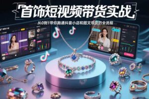 首饰短视频带货实战，从0到1带你跑通抖音小店和图文带货的全流程