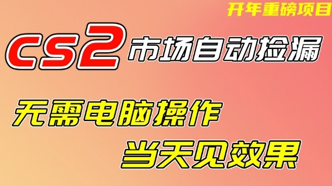 CS2市场自动捡漏项目,无需电脑操作,无需进入游戏,当*果,支持任何形式验证【揭秘】
