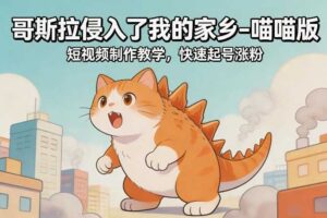 哥斯拉侵入了我的家乡–喵喵版短视频制作教学，快速起号涨粉
