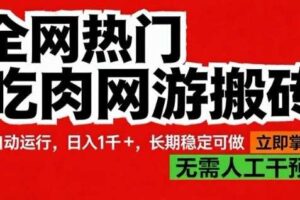 全网热门吃肉网游搬砖，全自动运行，日入1k+，长期稳定可做【揭秘】