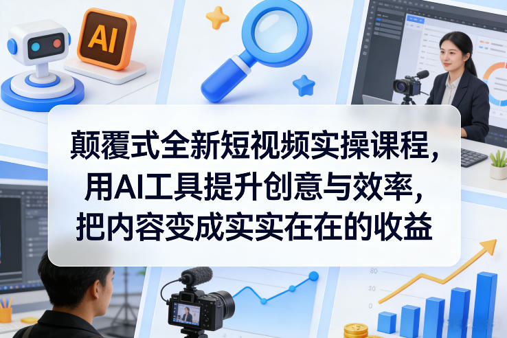 *式全新短视频实操课程,用AI工具提升创意与效率,把内容变成实实在在的收益