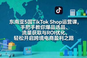 东南亚5国TikTok Shop运营课,手把手教你爆品选品、流量获取与ROI优化,轻松开启跨境电商盈利之路