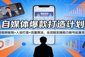 自媒体爆款打造计划:短视频破局+人设打造+流量算法,全流程实操助力账号起量变现