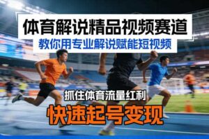 体育解说精品视频赛道，教你用专业解说赋能短视频，抓住体育流量红利，快速起号变现