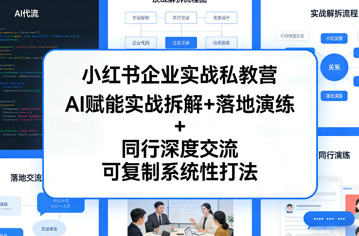 小红书企业实战私教营,AI赋能实战拆解+落地演练+同行*交流,可复制系统性打法