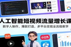 人工智能短视频流量增长课:数字人制作,爆款打造,多平台变现全流程教学