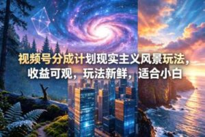 视频号分成计划现实主义风景玩法，收益可观，玩法新鲜，适合小白