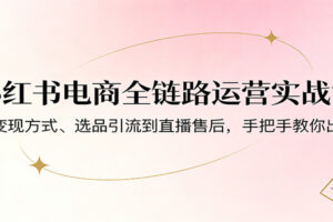 小红书电商全链路运营实战课:从变现方式、选品引流到直播售后,手把手教你出单