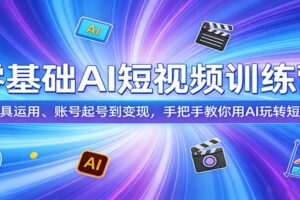 零基础AI短视频训练营:从工具运用、账号起号到变现,手把手教你用AI玩转短视频