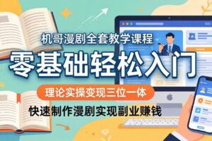 （18168期）机哥漫剧全套教学课程，理论实操变现三位一体，零基础轻松入门，快速制作漫剧实现副业赚钱