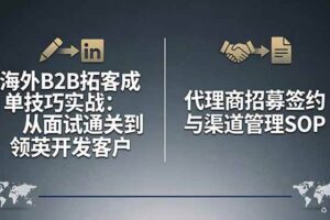 (17985期)海外B2B拓客成单技巧实战:从面试通关到领英开发客户,代理商招募签约与渠道管理SOP