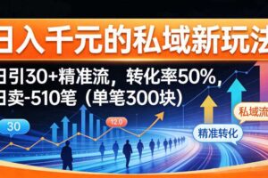 日入千米的私域新玩法：日引30＋精准流，转化率50%，日卖5-10笔（单笔300米）-麦资源网
