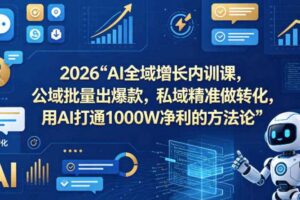 2026AI全域增长内训课，公域批量出爆款，私域精准做转化，用AI打通1000W净利的方法论（更新）