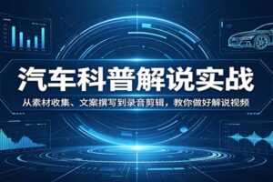 汽车科普解说实战：从素材收集、文案撰写到录音剪辑，教你做好解说视频