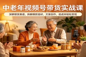 中老年视频号带货实战课：深耕银发赛道，拆解爆款选材，文案创作，低成本轻松变现