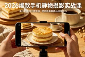 2026爆款手机静物摄影实战课,手机也能拍出商拍感,学会拍出高质感美食商品