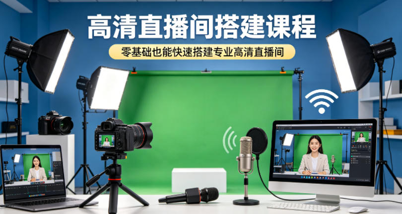 高清直播间搭建课程,零基础也能快速搭建*高清直播间