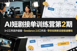 AI短剧接单训练营第2期，3+2工作流升级版，Seedance 2.0工作流，带你玩转新流程极速賺钱