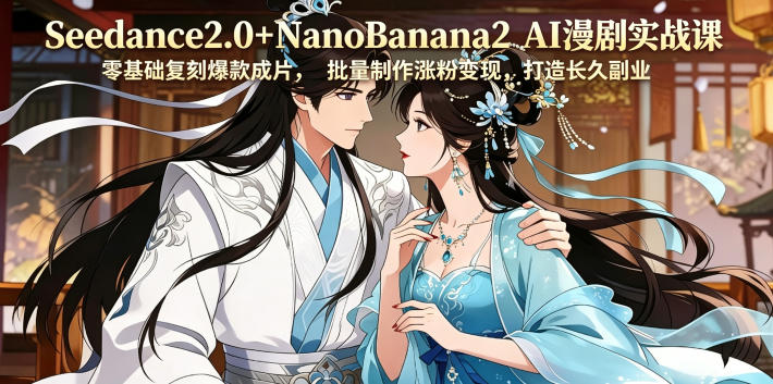 Seedance2.0+NanoBanana2 AI漫剧实战课,零基础复刻*成片涨粉变现,打造长久副业收益