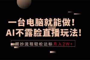 (18472期)一台电脑就能做!AI不露脸直播玩法,照抄流程轻松达标月入2W+