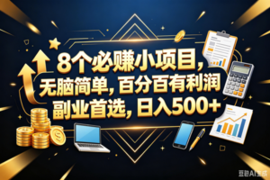 (18530期)9个必赚钱的小项目,百分百赚米,无脑简单,副业首选,日入399+