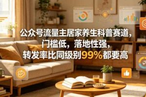 公众号流量主居家养生科普赛道,门槛低,落地性强,转发率比同级别99%都要高