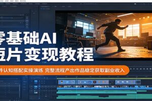 零基础AI短片变现教程:软件认知搭配实操演练,完整流程产出作品稳定获取副业收入